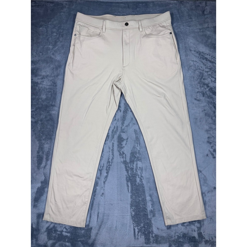 Collars & Co Mens 5-Pocket Performance Pants Khaki Tan Stretch 36x30 Golf Chino